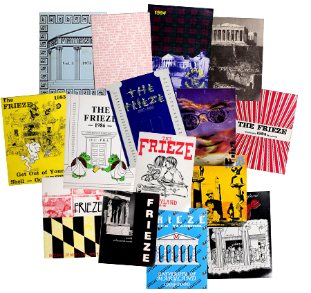 Collage of The Frieze covers