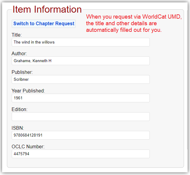 ILLiad Request Item Information