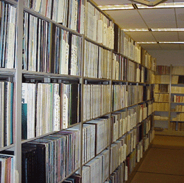 Photograph of IPAM shelving stacks with LPs