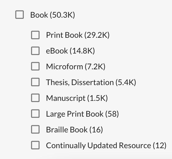 Book format facets