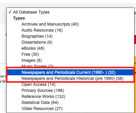 example of the historical and current newspaper options