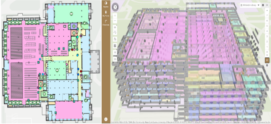 McKeldin Library Stacks/POIs and 3D view of the floors