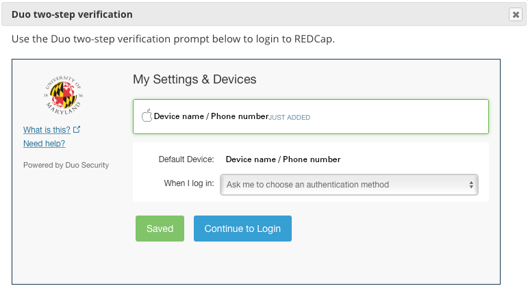 Check device information and continue to login