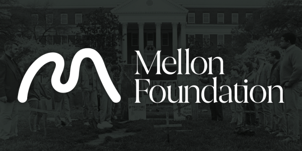 Mellon Foundation logo overlaying UMD campus scene