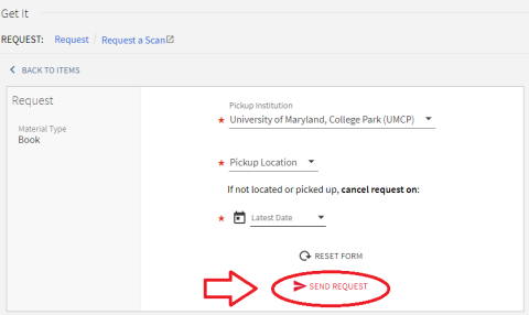 UMD Discover Item request form example
