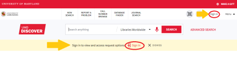 UMD Discover Sign in link example