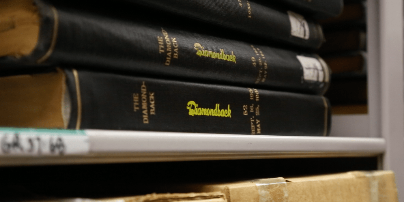 Printed and bound copies of old Diamondback archives.
