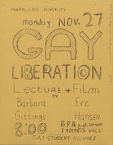 Flier for Gay Liberation event