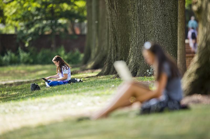 Students outdoors on McKeldin Mall