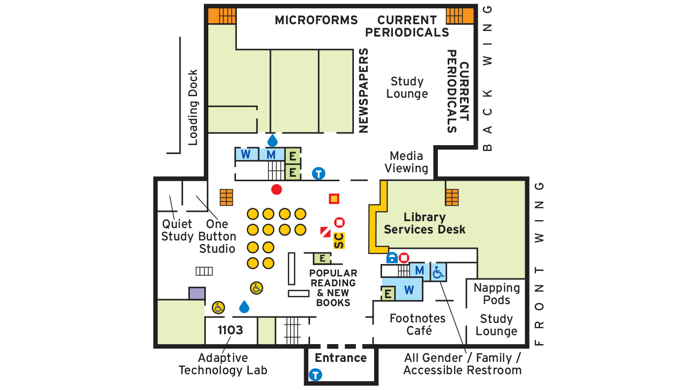 Floor plan for first floor of McKeldin Library