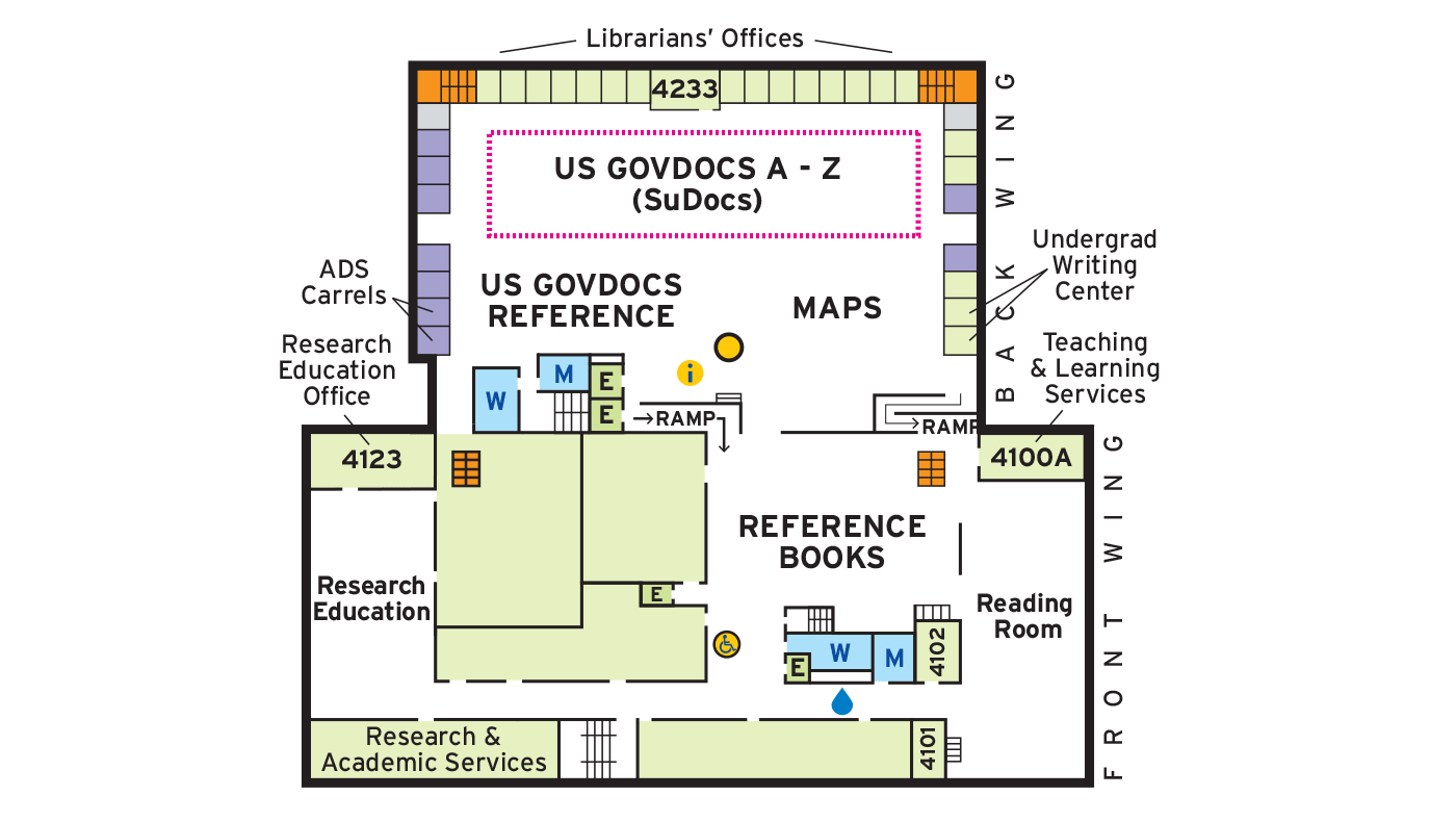 Floor plan for fourth floor of McKeldin Library