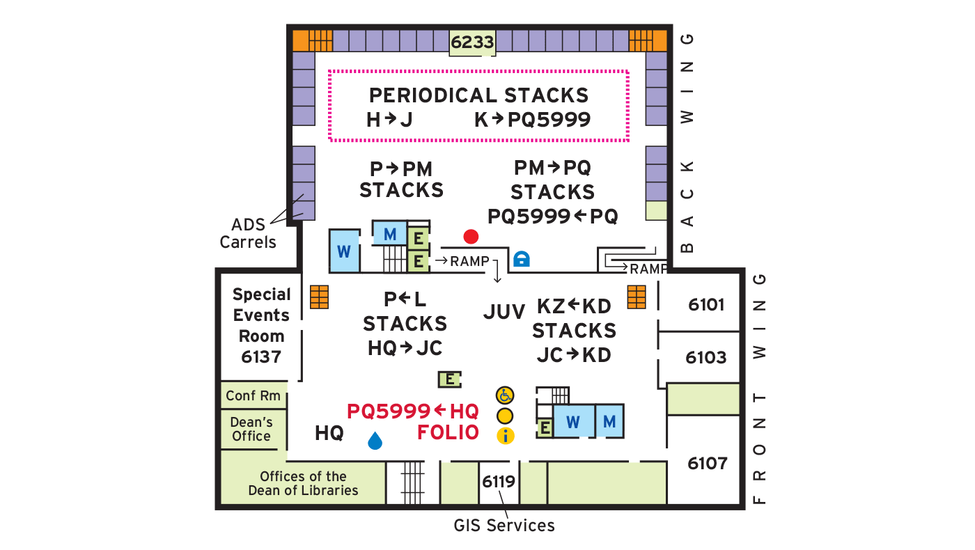 Floor plan for sixth floor of McKeldin Library