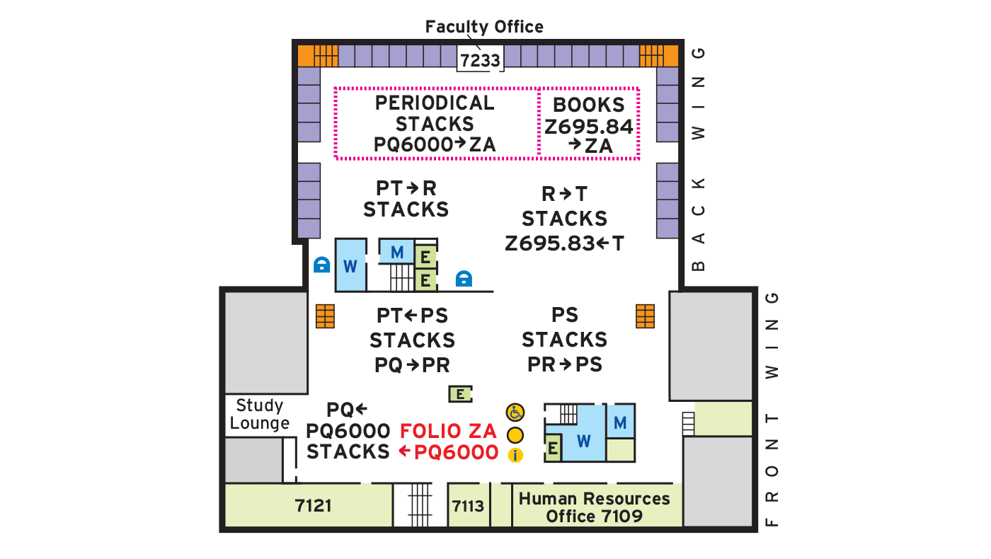 Floor plan for seventh floor of McKeldin Library