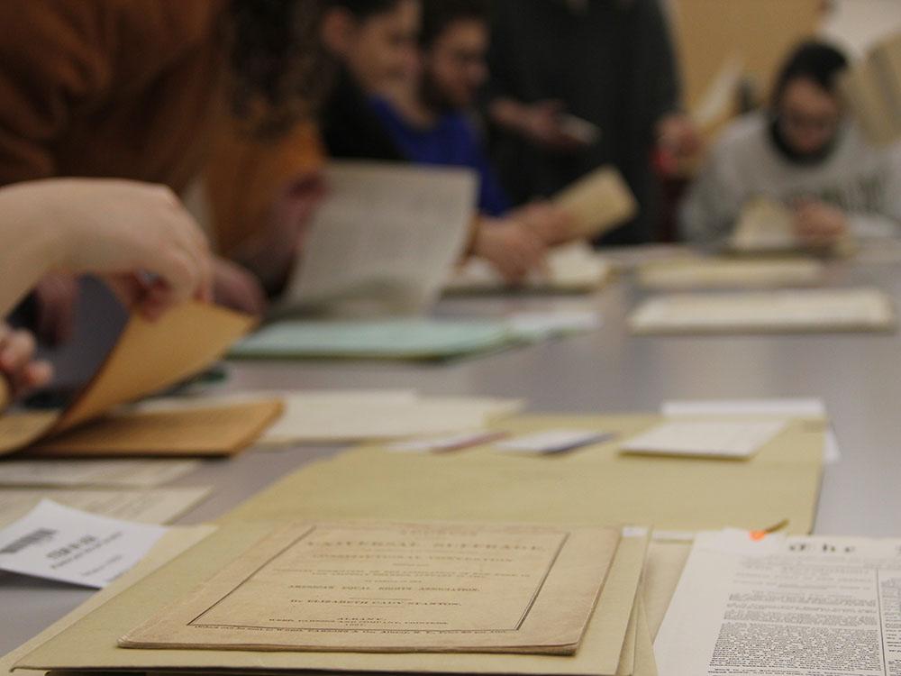 Instruction session in Special Collections and University Archives