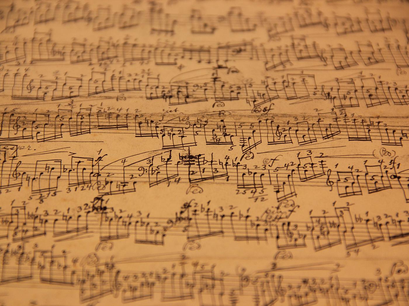 Handwritten piano score