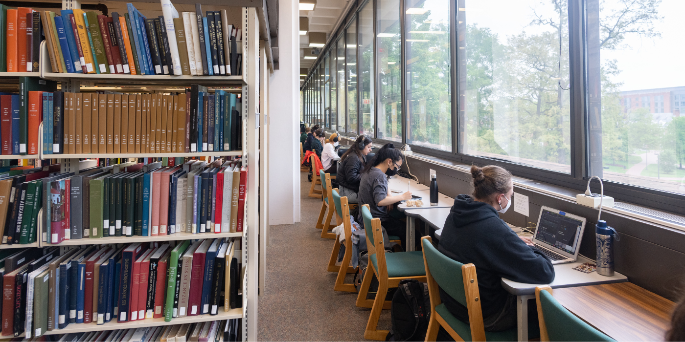 Students studying in the Art Library