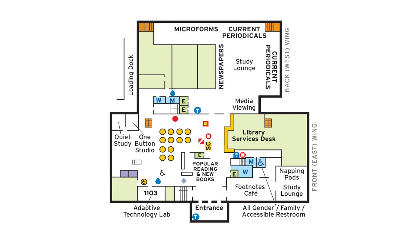 Floor plan for first floor of McKeldin Library