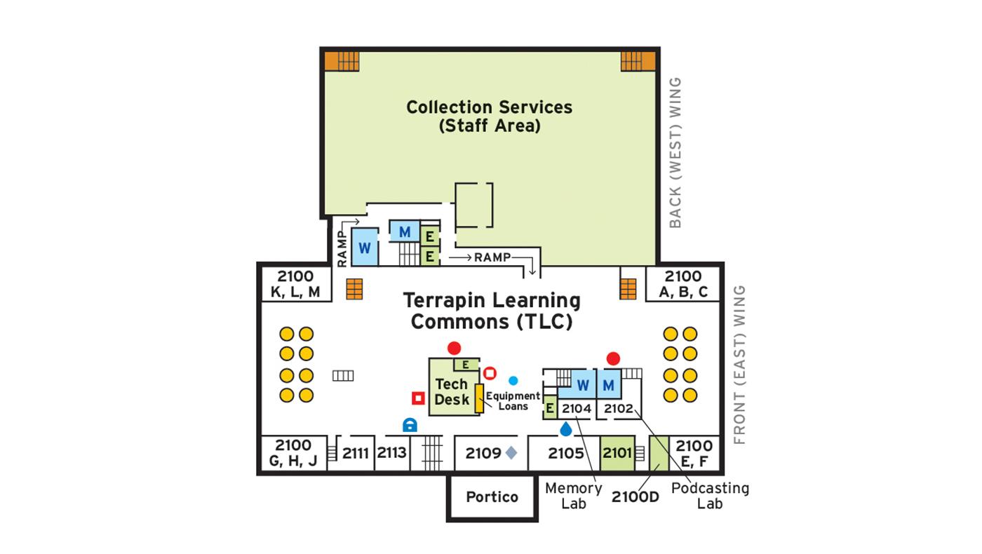 Floor plan for second floor of McKeldin Library