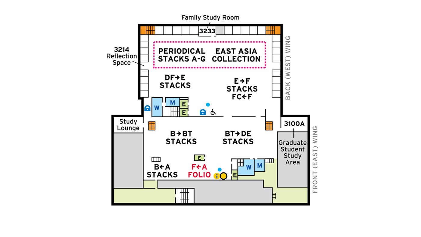 Floor plan for third floor of McKeldin Library