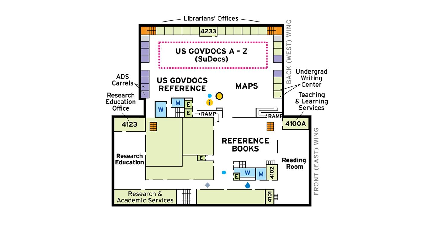 Floor plan for fourth floor of McKeldin Library