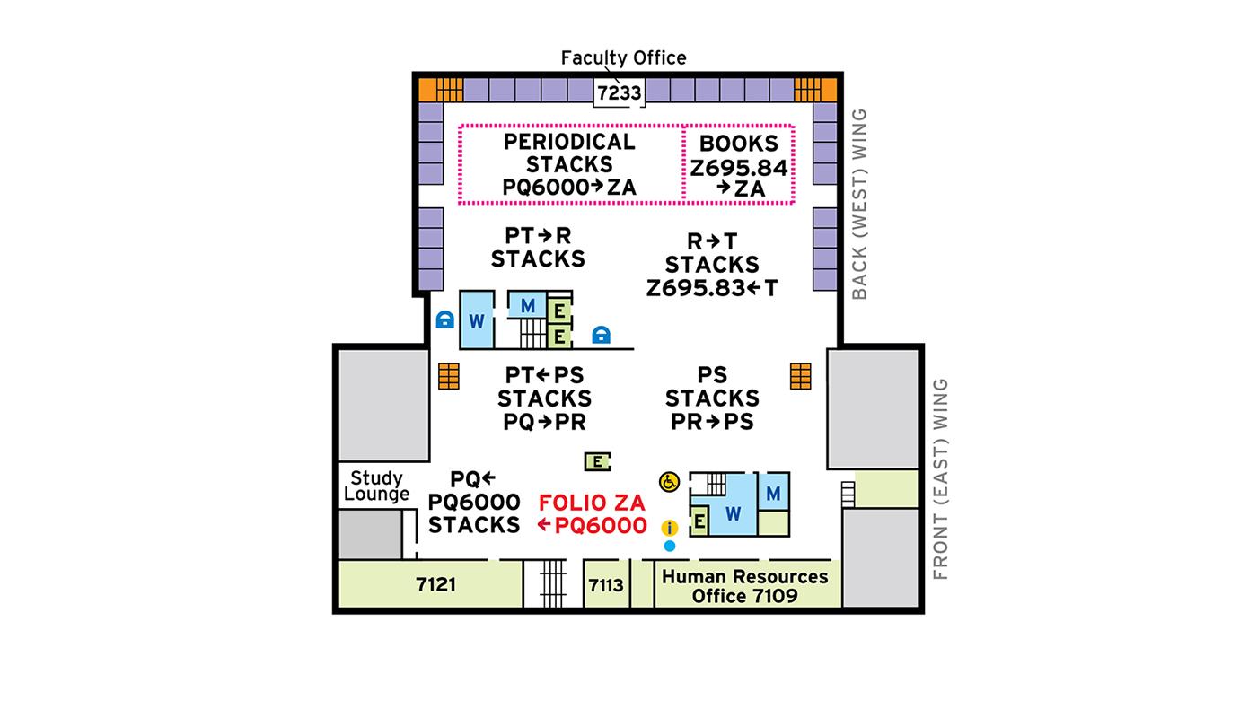 Floor plan for seventh floor of McKeldin Library