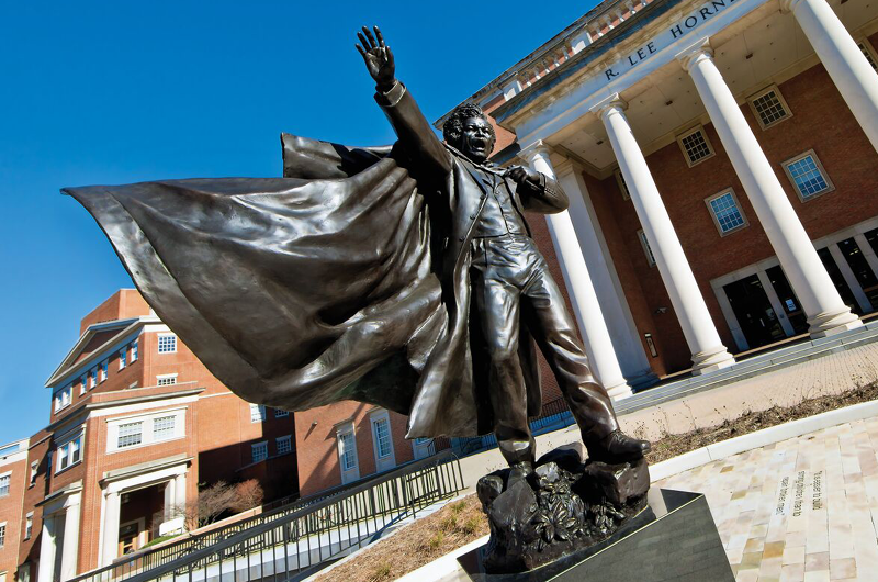 Frederick Douglass Statue outside Hornbake Library.