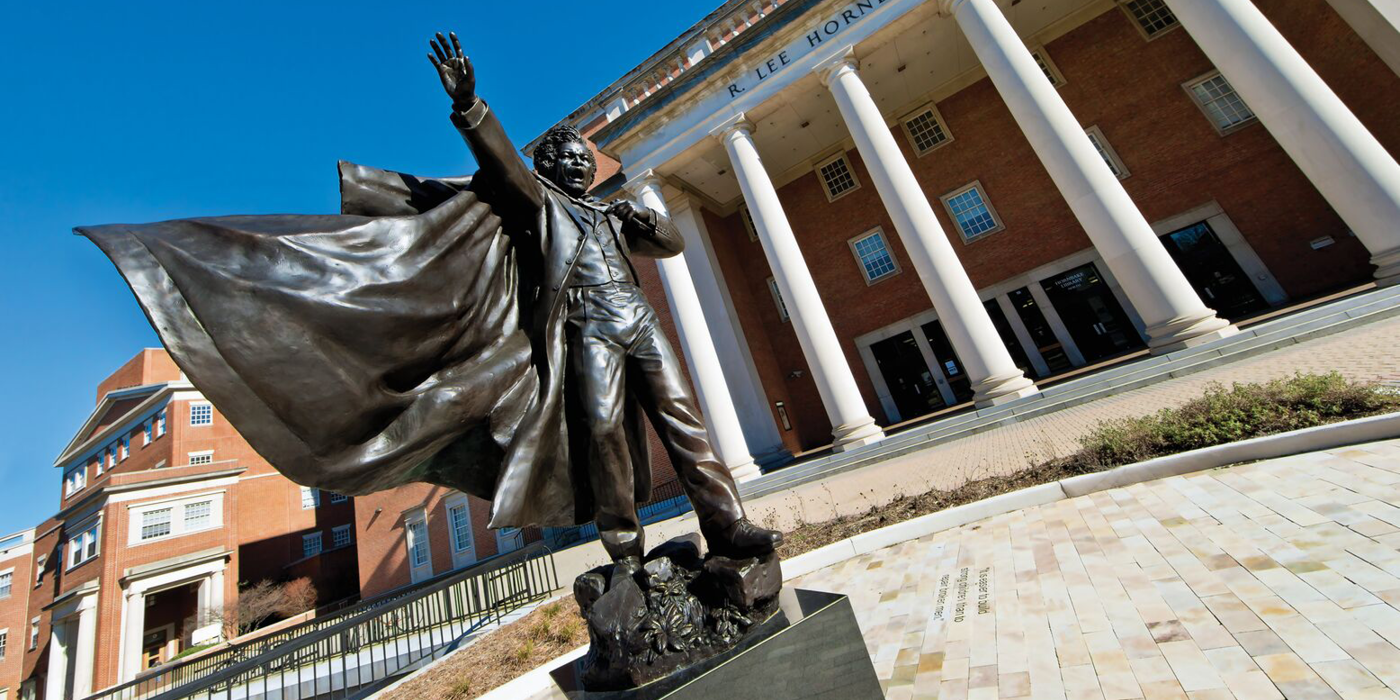 Frederick Douglass statue outside Hornbake Library