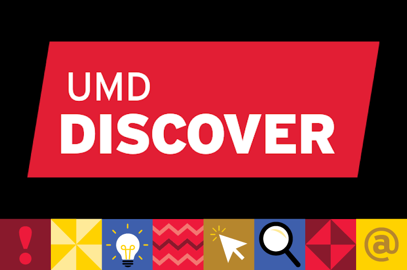 UMD Discover logo with graphic elements