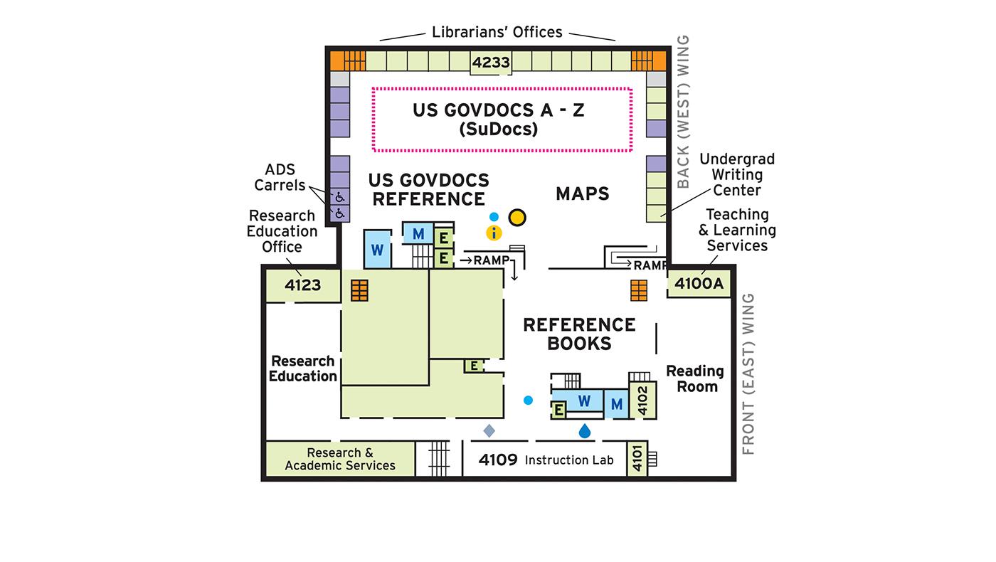Map of McKeldin's Fourth Floor 
