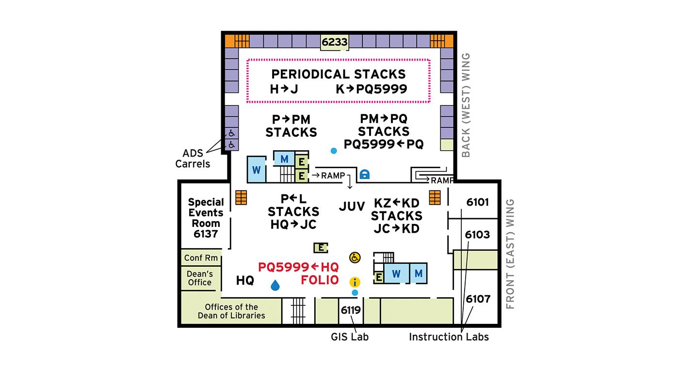 Map of McKeldin's Sixth Floor 
