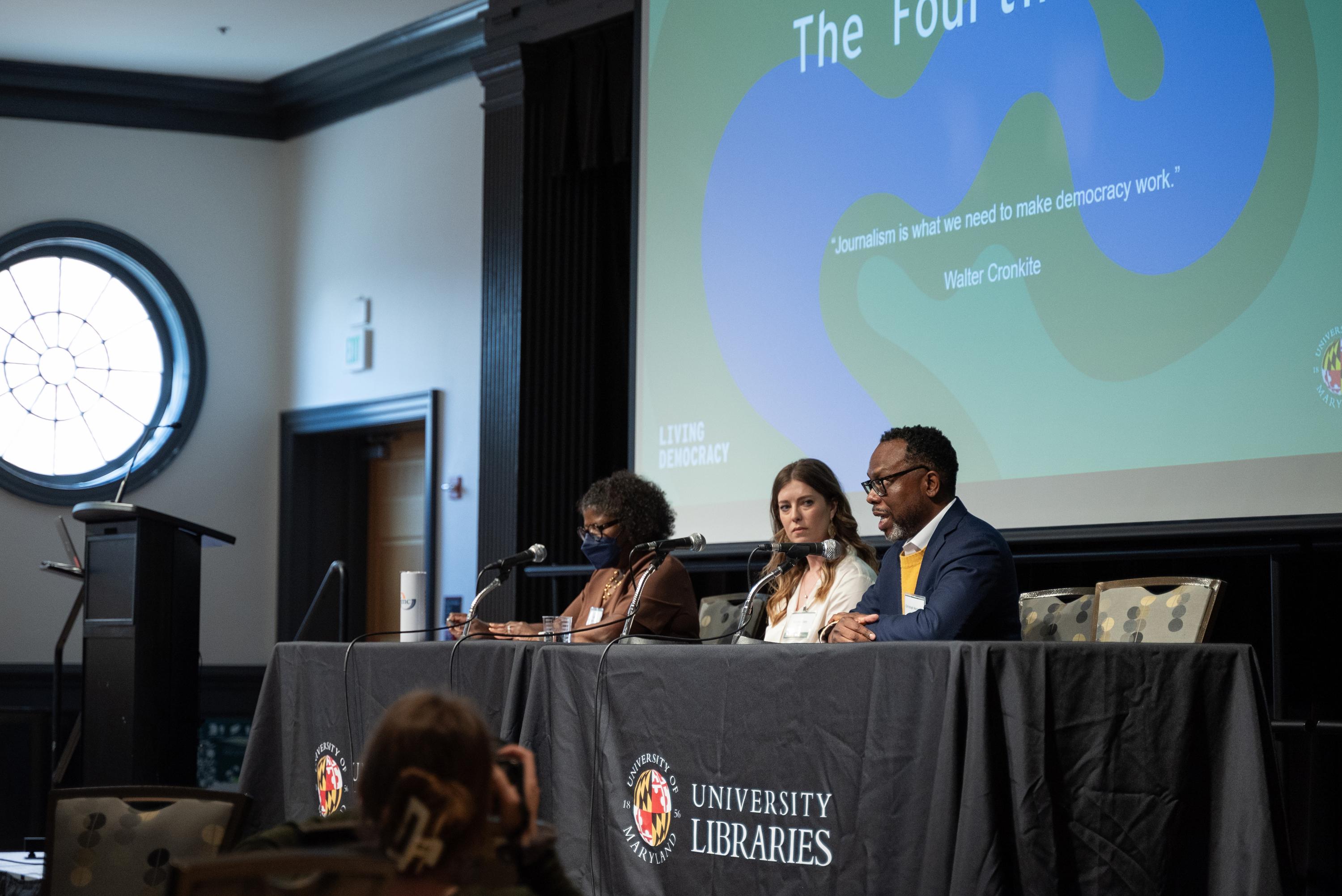 Panel discussion at the Living Democracy Symposium.