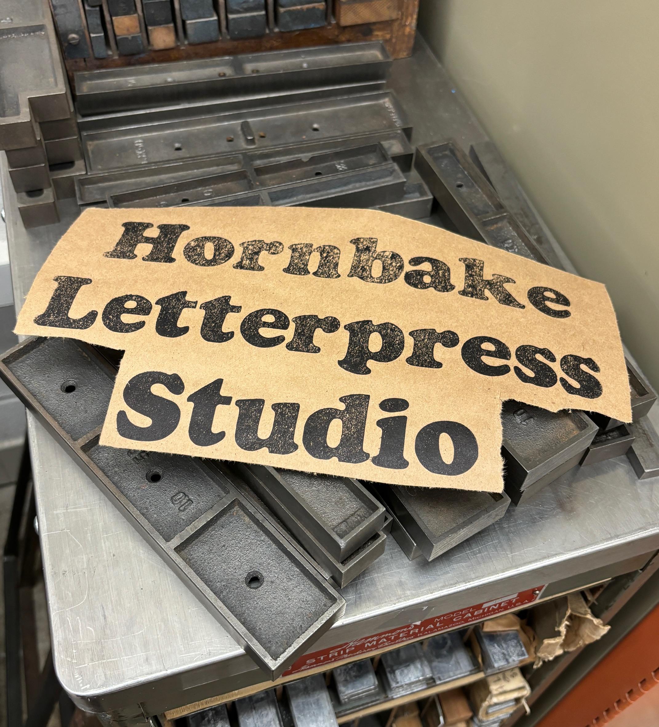 Sign reading "Hornbake Letterpress Studio"