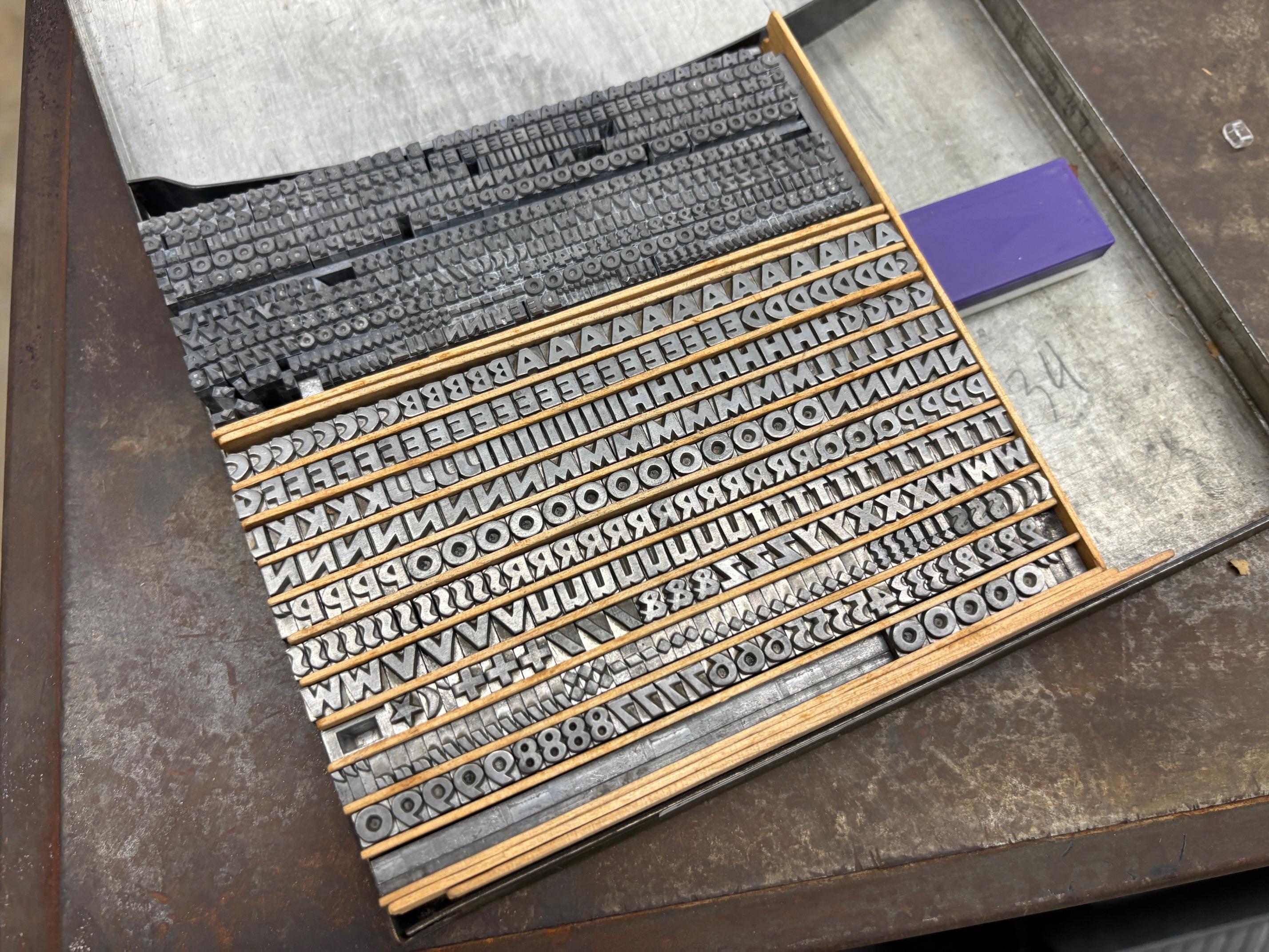 Metal Type in a galley tray