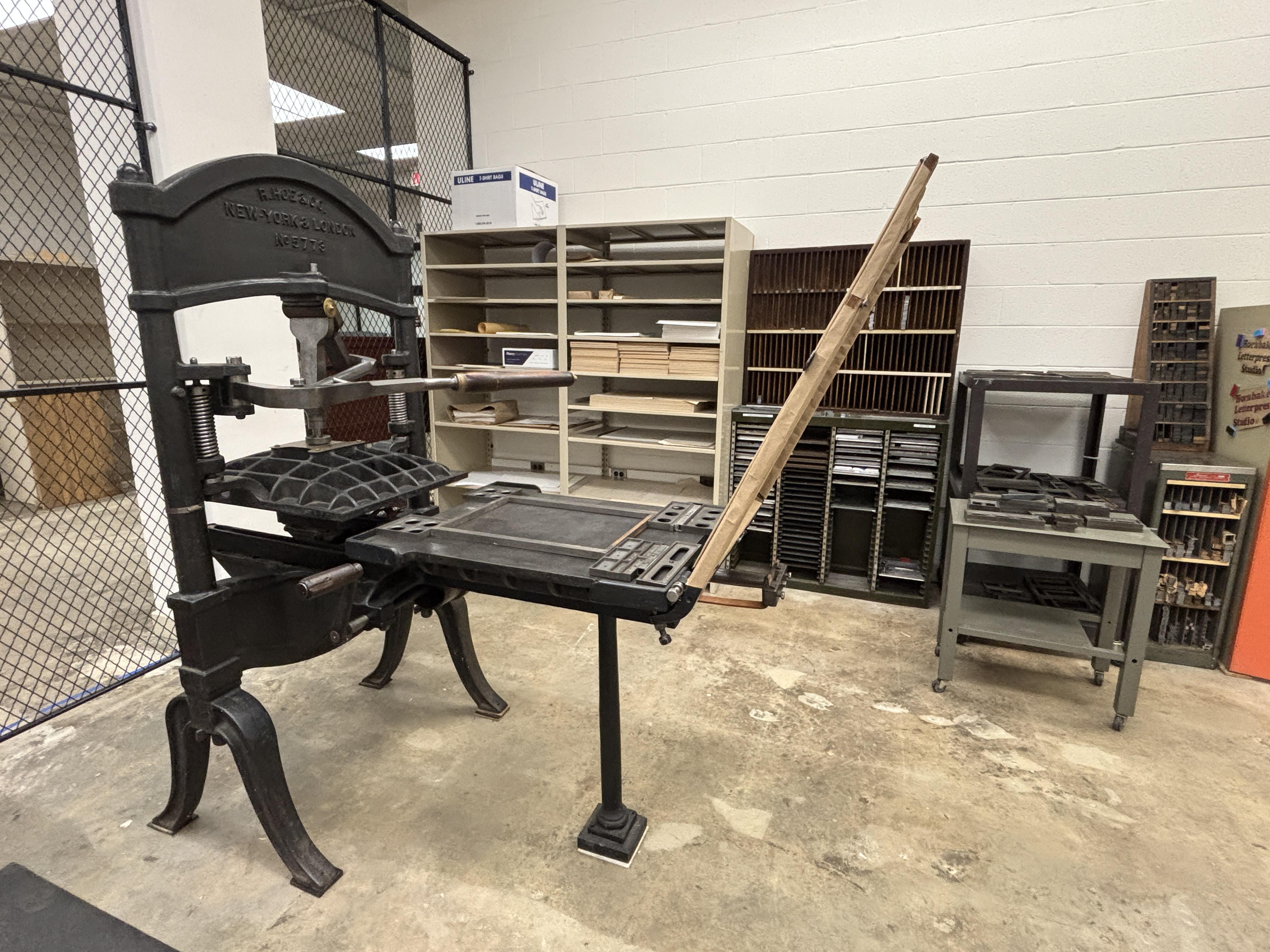 Washington hand press in the Hornbake Library Letterpress Studio