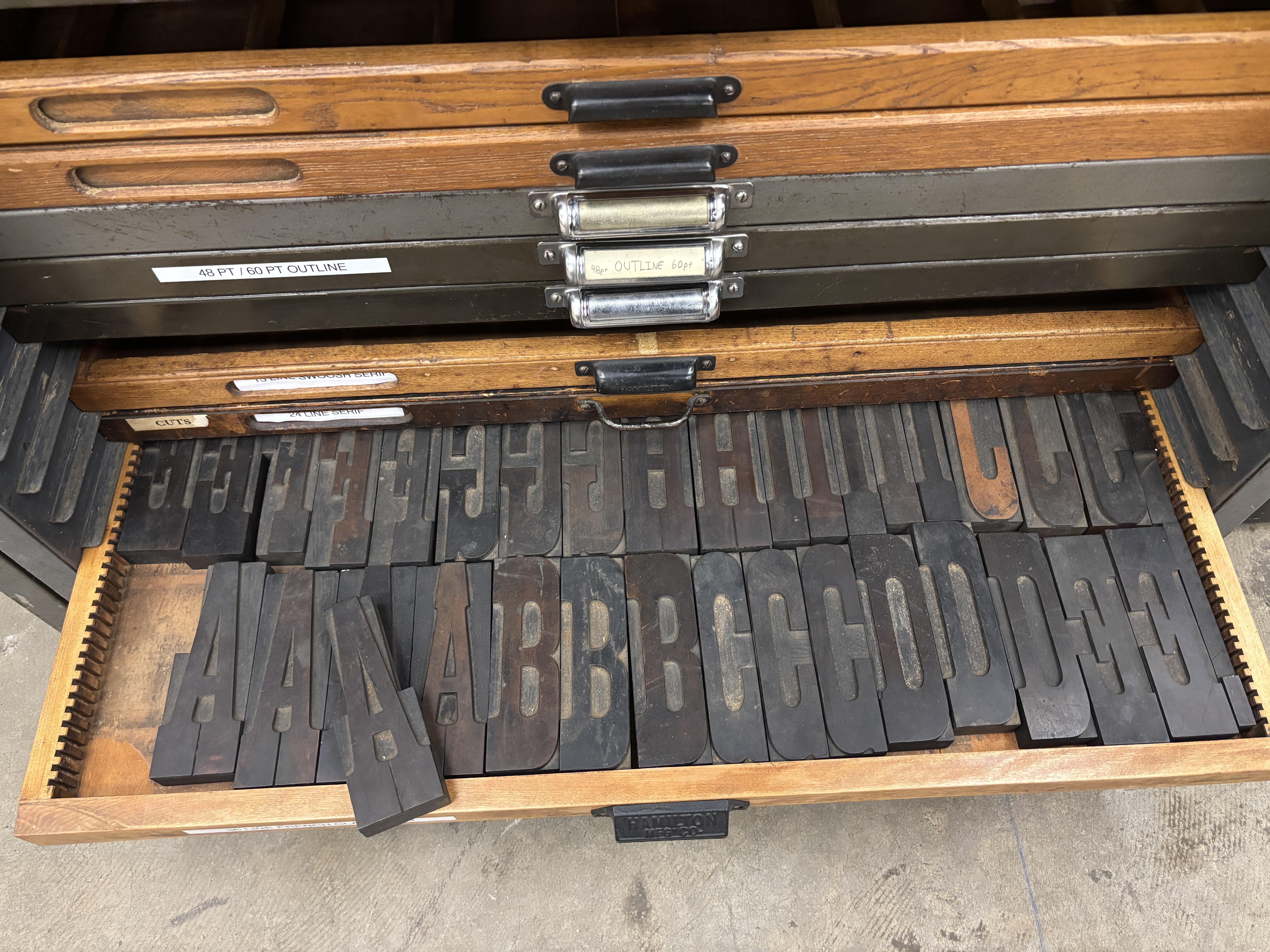 Type case with wood type