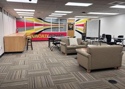 The Idea Forum. A room with various couches and seating for study.